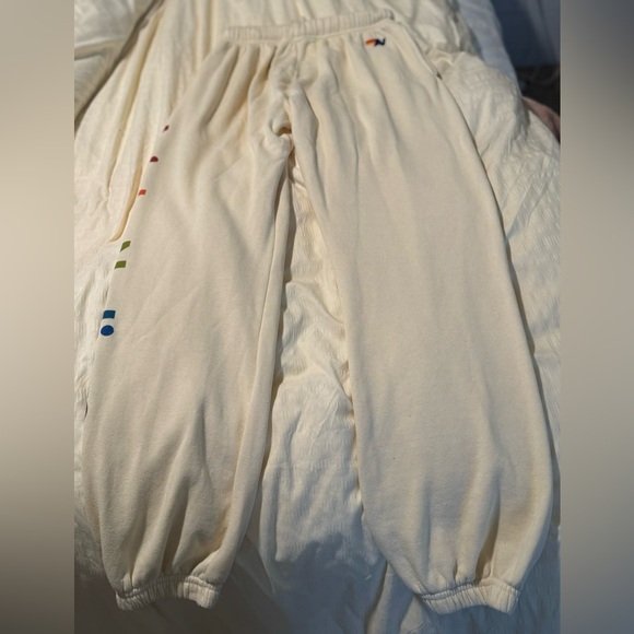 Aviator Nation LA Jolla CA Cream Sweatpants with Rainbow Logo - Picture 5 of 9